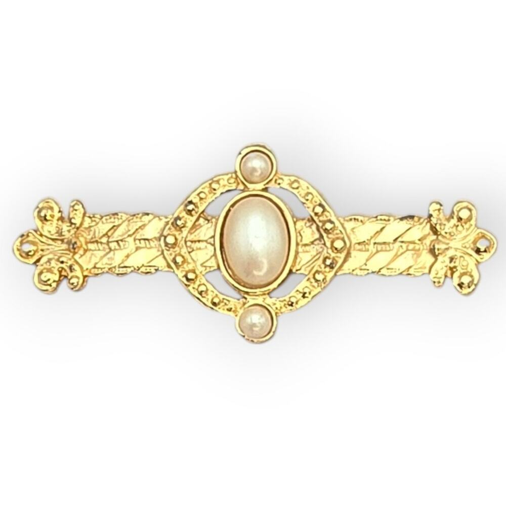 Romantic Pearl Brooch, Gold-Tone Antique Revival - Heirloom Style